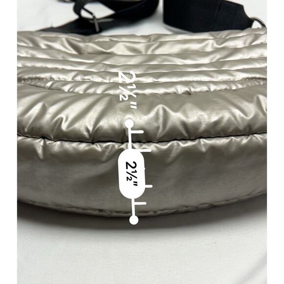 Think Royln Elton Hobo Designer Crossbody Silver Puffer Handbag Half-Moon - Picture 6 of 11